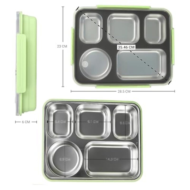Tiffins & Lunch Box - Argo Steel Lunch Box With Bag - Green