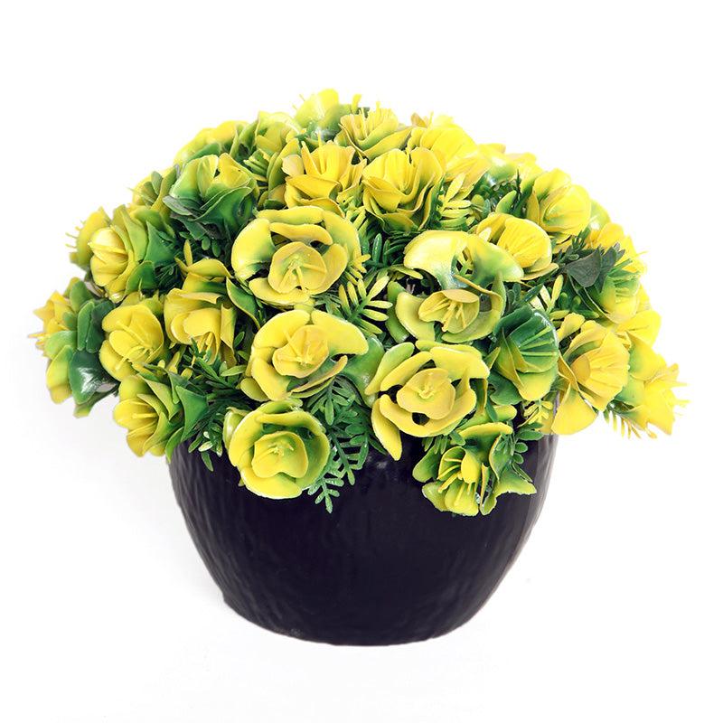 Buy Faux Botanic Yellow Rose Plant With Pot Artificial Plants from Vaaree