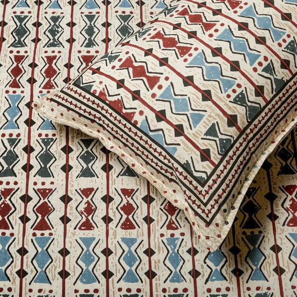 Buy Dots & Stripes Bedsheet - Blue & Maroon at Vaaree online | Beautiful Bedsheets to choose from