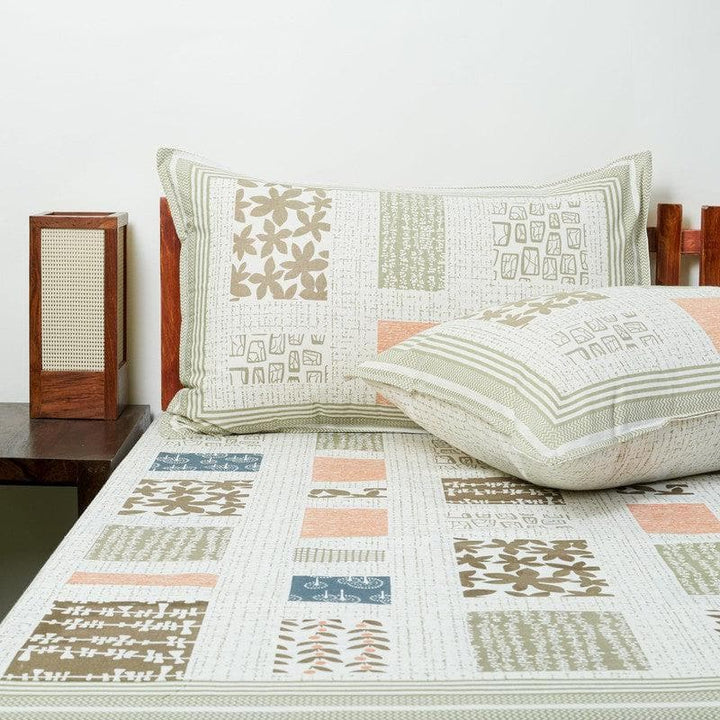 Buy Patch Catch Bedsheet - Beige & Orange at Vaaree online | Beautiful Bedsheets to choose from