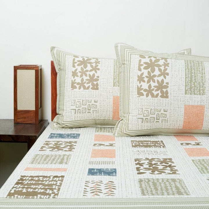Buy Patch Catch Bedsheet - Beige & Orange at Vaaree online | Beautiful Bedsheets to choose from