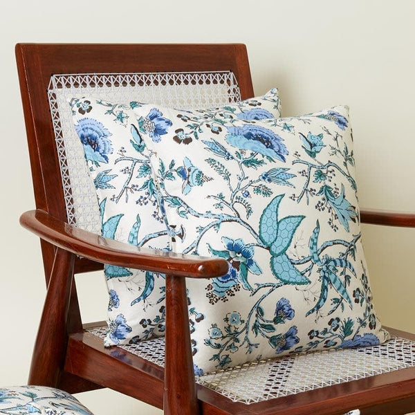 Buy Lushlie Blooms Cushion Cover (Blue) - Set Of Two at Vaaree online | Beautiful Cushion Cover Sets to choose from