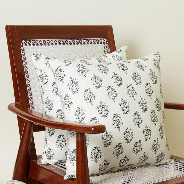 Buy Sanganeri Charm Cushion Cover (Teal) - Set Of Two at Vaaree online | Beautiful Cushion Cover Sets to choose from