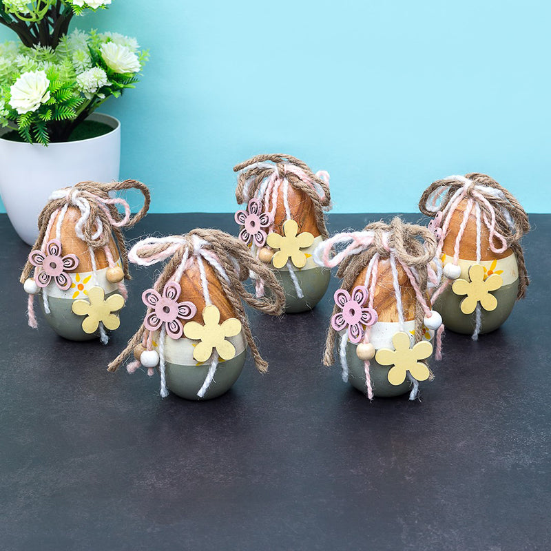 Showpieces - Handcrafted Wooden Easter Showpiece - Set Of Five