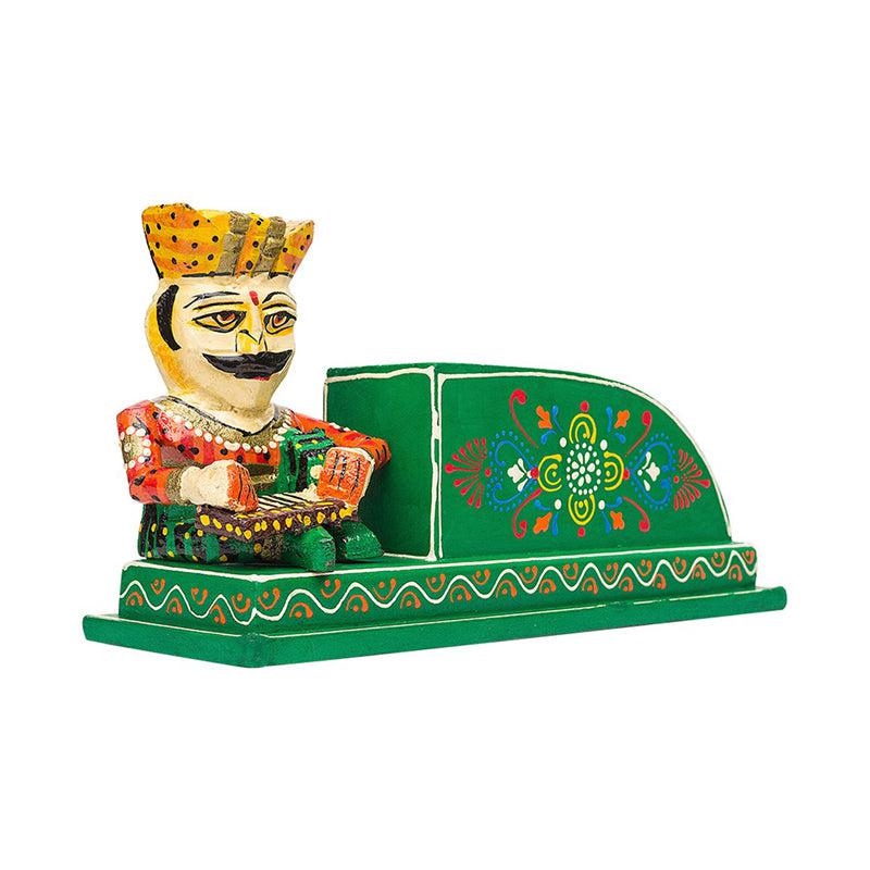 Buy Handcrafted Wooden Musician Stationary Stand - Green Pen Stand from Vaaree