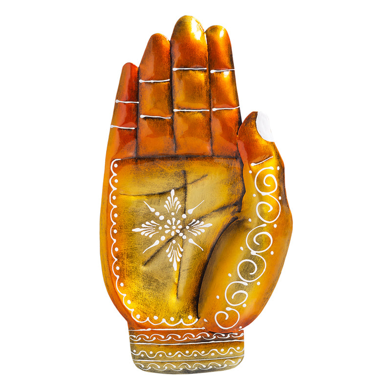 Trinket Tray - Handpainted Yellow Mehendi Hand Trinket Tray