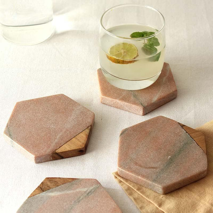 Buy Hexagon Marble Coasters Gift Box - Set of Four at Vaaree online | Beautiful Gift Box to choose from