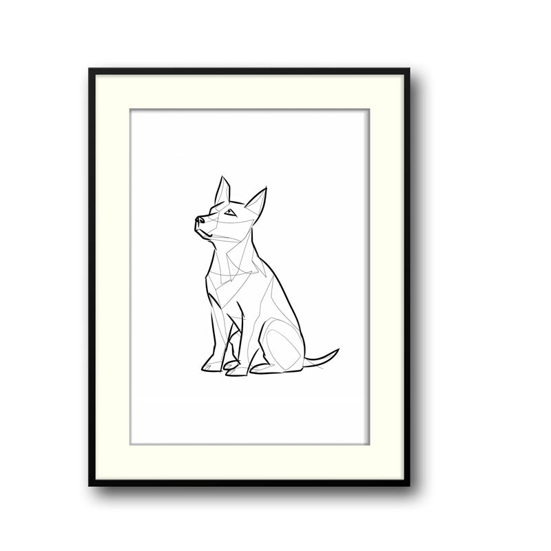 Wall Art & Paintings - Geometric Dog Wall Art - Black Frame