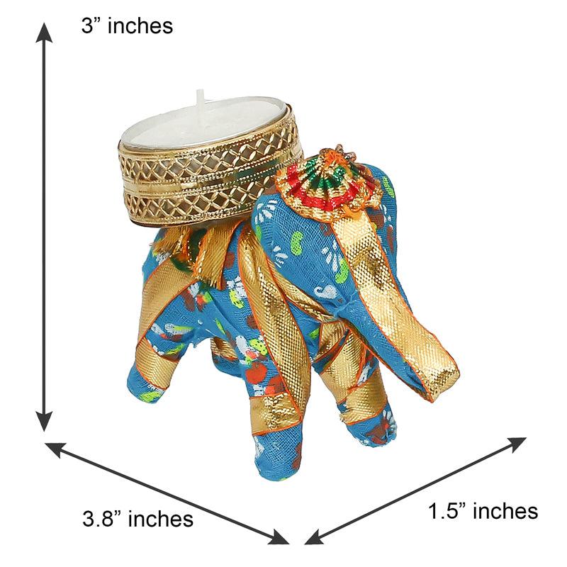 Buy Regal Blue Elephant Tealight Candle Holder Candle Holders from Vaaree