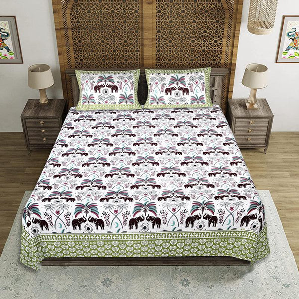 Buy Devesha Ethnic Bedsheets - Green Bedsheets from Vaaree