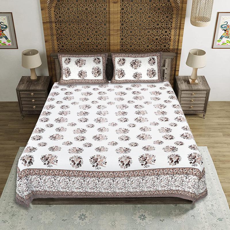 Buy Bhuja Floral Bedsheet - Brown & Grey Bedsheets from Vaaree