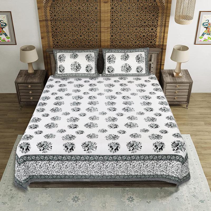 Buy Bhuja Floral Bedsheet - Grey Bedsheets from Vaaree