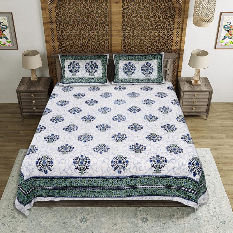 Buy Anant Floral Bedsheet - Green Bedsheets from Vaaree