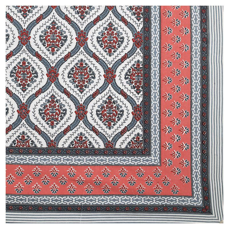 Buy Dayalu Ethnic Bedsheet - Grey & Red Bedsheets from Vaaree