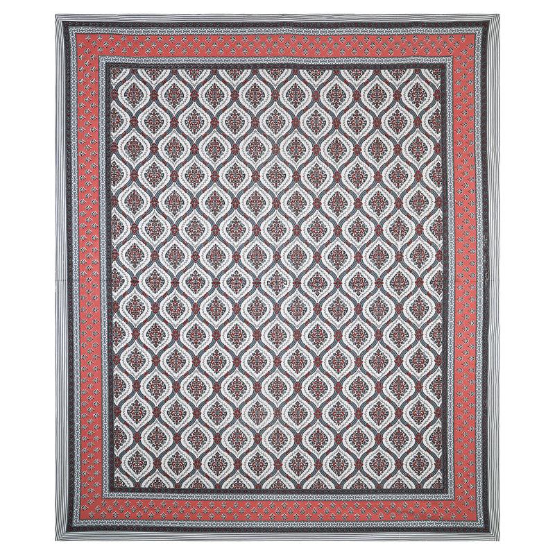 Buy Dayalu Ethnic Bedsheet - Grey & Red Bedsheets from Vaaree