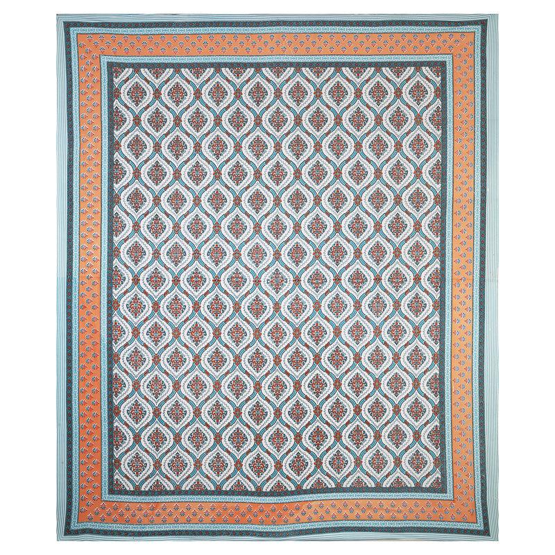 Buy Dayalu Ethnic Bedsheet - Blue & Orange Bedsheets from Vaaree