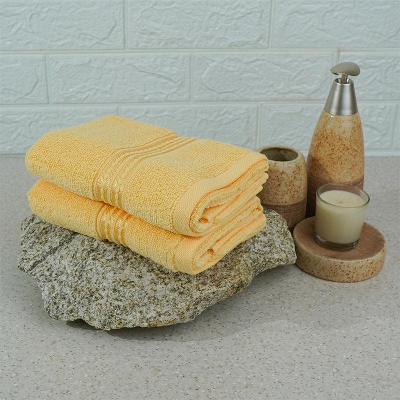 Buy Micro Cotton LuxeDry Solid Hand Towel (Yellow) - Set Of Two Hand & Face Towels from Vaaree