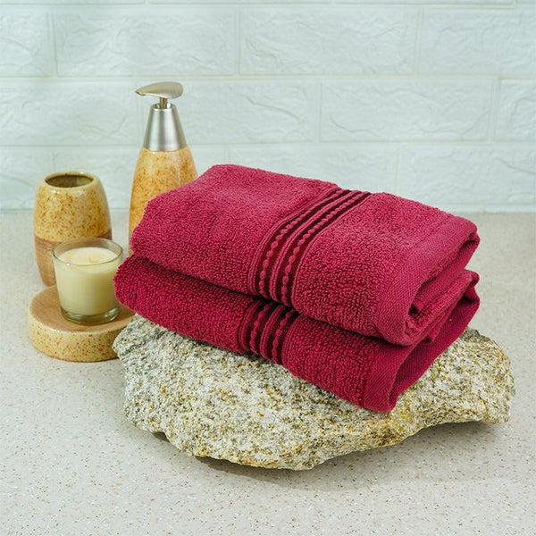 Buy Micro Cotton LuxeDry Solid Hand Towel (Red) - Set Of Two Hand & Face Towels from Vaaree