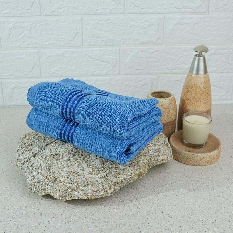 Buy Micro Cotton LuxeDry Solid Hand Towel (Blue) - Set Of Two Hand & Face Towels from Vaaree