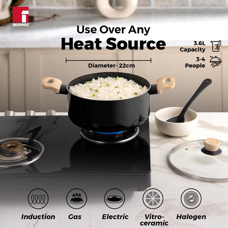 Buy Bergner Induction Safe Cooking Pot With Lid - 3500 ml/6 Inches Cooking Pot from Vaaree