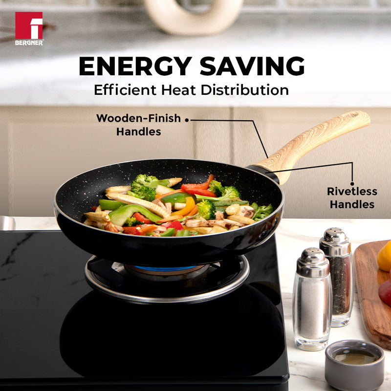 Frying Pan - Bergner Induction Safe Frying Pan With Lid - 3300 ml/11 Inches