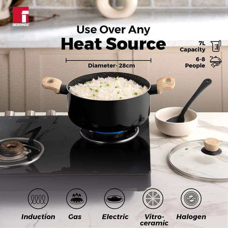 Buy Bergner Induction Safe Cooking Pot With Lid - 8000 ml/7 Inches Cooking Pot from Vaaree