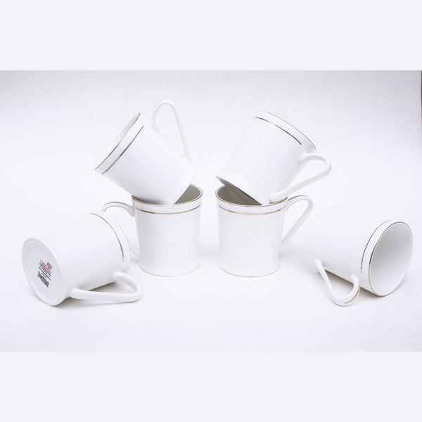 Mug & Tea Cup - Atlasa Golda White Cup (175 ML) - Set Of Six