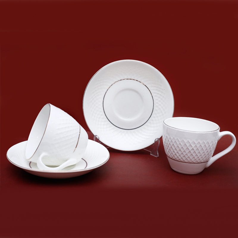 Tea Cup & Saucer - Kane Cup & Saucer (175 ML) - Twelve Piece Set