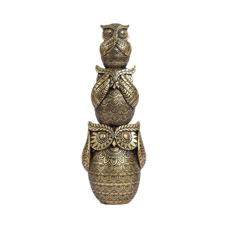 Buy Three Wise Owl Ornate Showpiece Showpieces from Vaaree