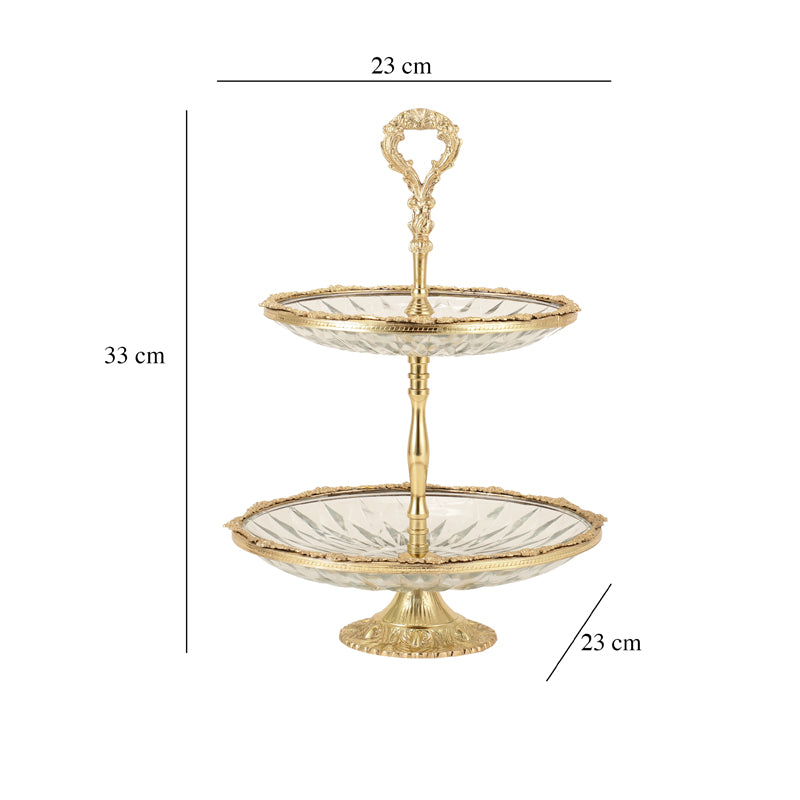 Buy Crystal Charm Double Tier Cake Stand - Gold Cake Stand from Vaaree