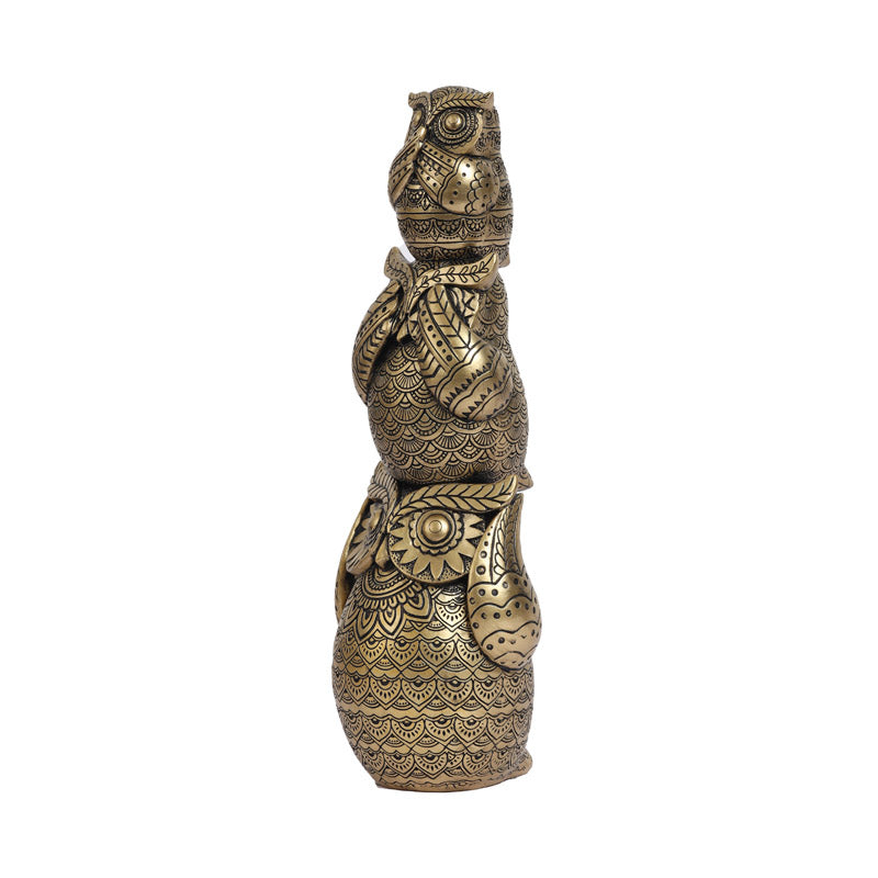 Buy Three Wise Owl Ornate Showpiece Showpieces from Vaaree