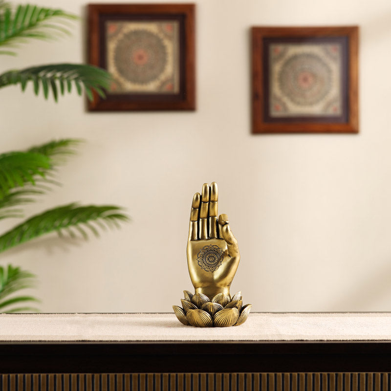 Buy Ornate Buddha Lotus Palm Showpiece Showpieces from Vaaree