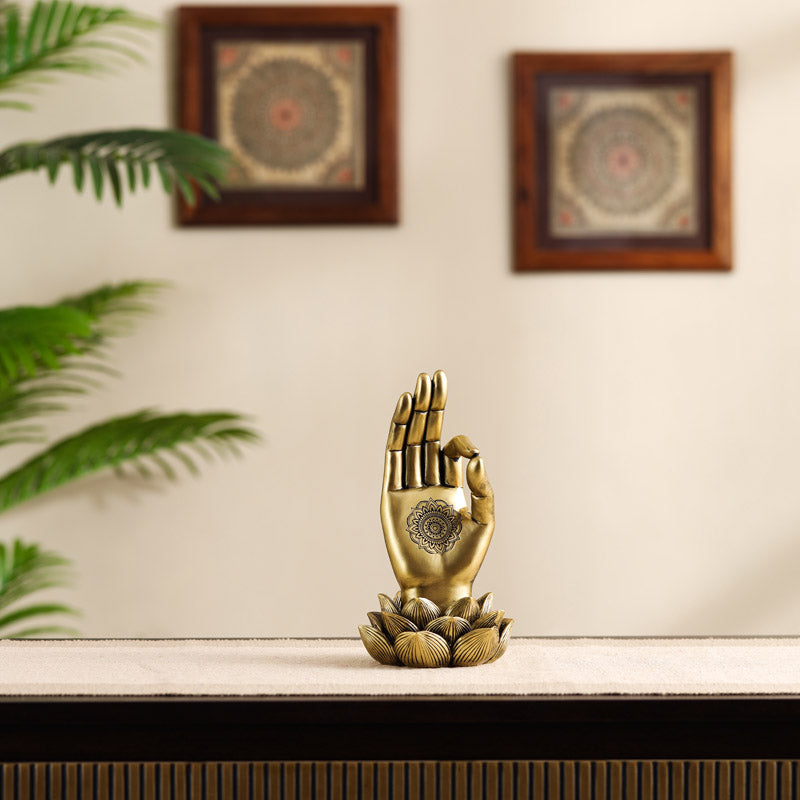 Buy Ornate Buddha Lotus Palm Showpiece Showpieces from Vaaree