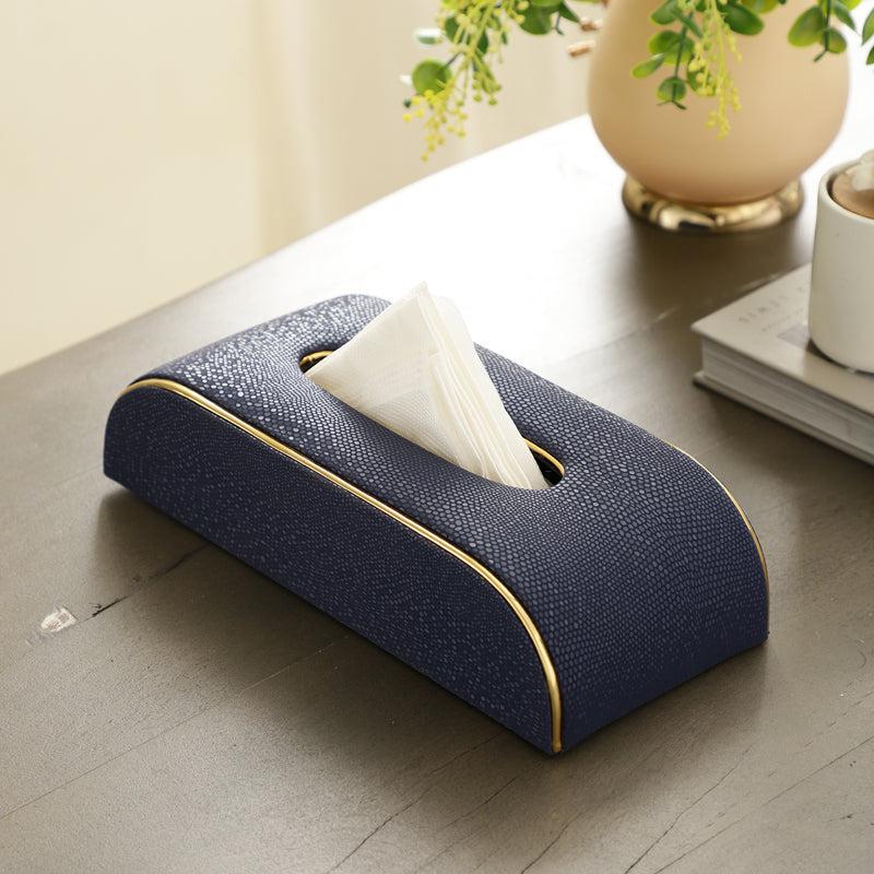 Buy Relca Leather Tissue Box - Blue Tissue Holder from Vaaree