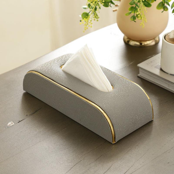 Buy Relca Leather Tissue Box - Grey Tissue Holder from Vaaree