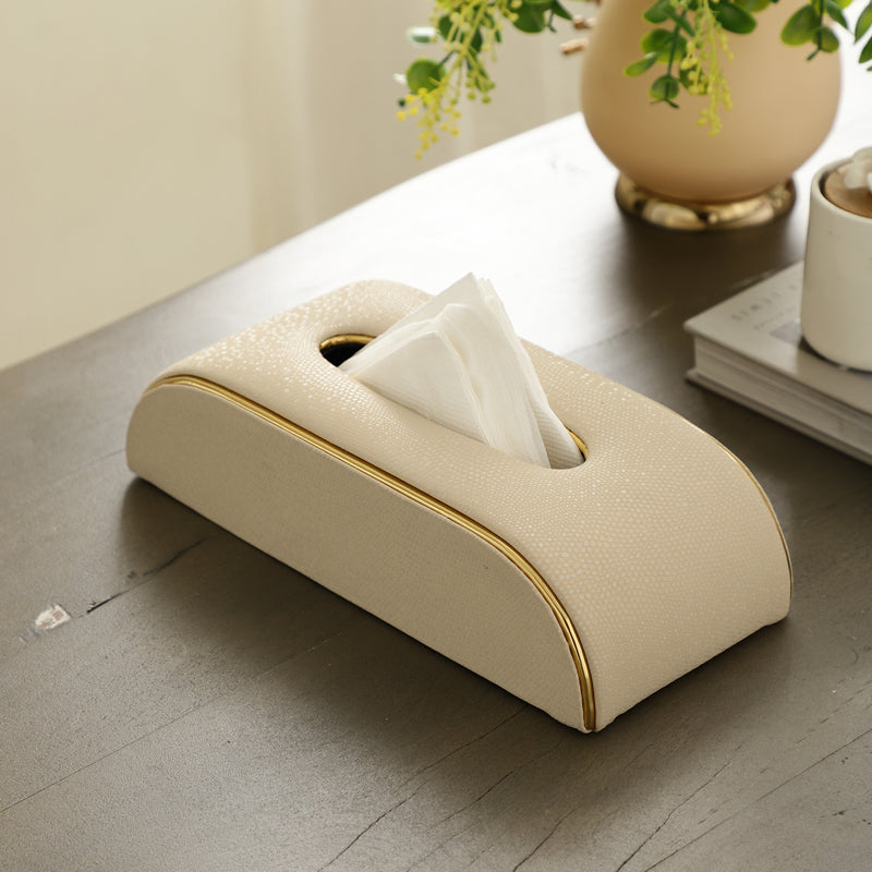 Buy Relca Leather Tissue Box - Ivory Tissue Holder from Vaaree