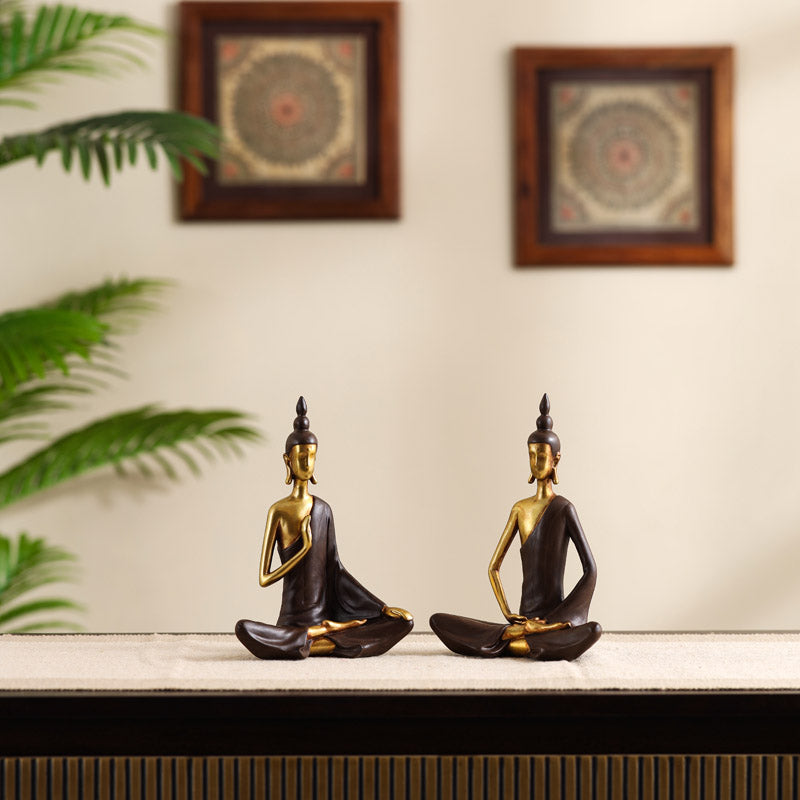 Buy Meditating Buddha Harmony Showpiece - Set Of Two Showpieces from Vaaree