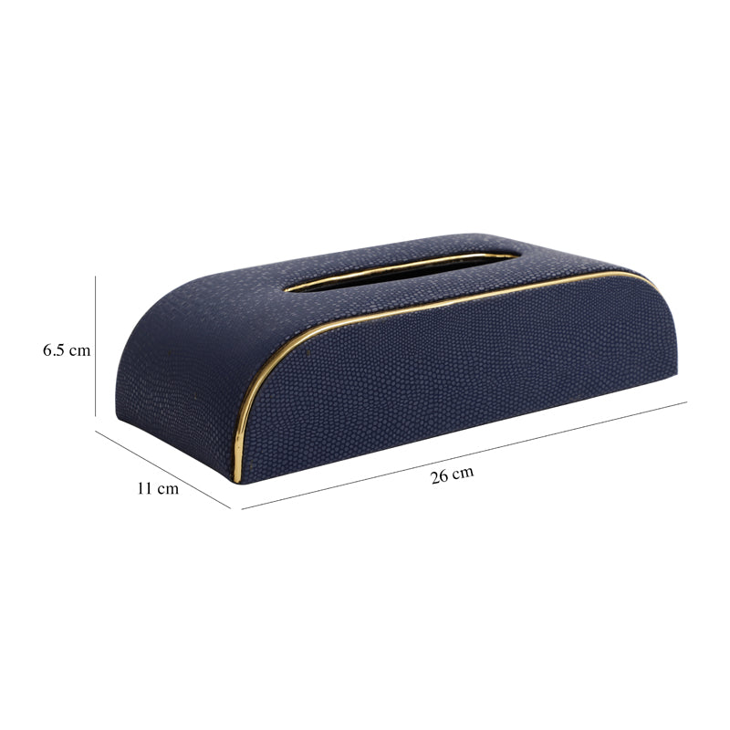 Buy Relca Leather Tissue Box - Blue Tissue Holder from Vaaree