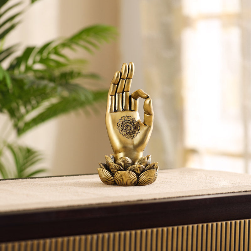 Buy Ornate Buddha Lotus Palm Showpiece Showpieces from Vaaree