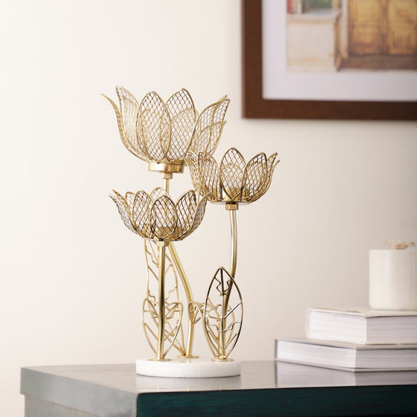 Buy Lotus Cluster Tealight Candle Holder Candle Holders from Vaaree