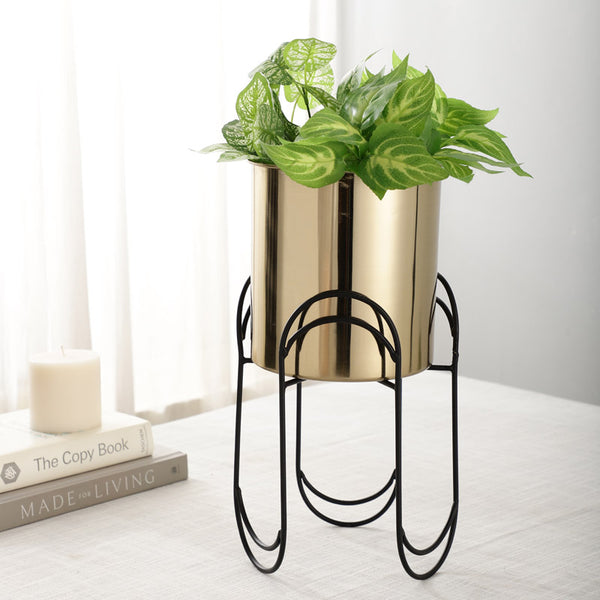 Buy Vyra Stainless Steel Planter - Gold & Black Pots & Planters from Vaaree