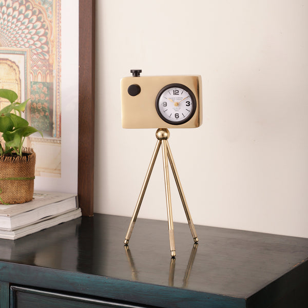 Buy Filmo Cam Table Clock - Gold Table Clock from Vaaree