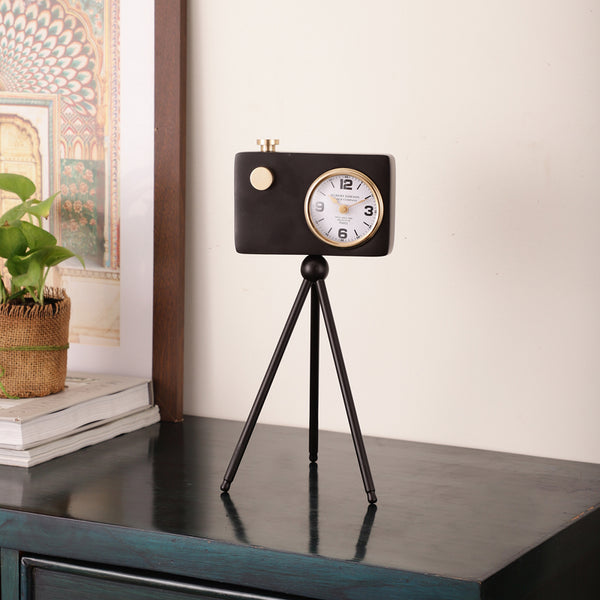 Buy Filmo Cam Table Clock - Black Table Clock from Vaaree