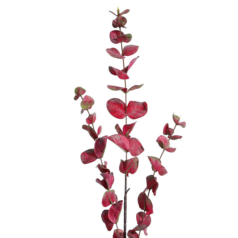 Buy Faux Realistic Eucalyptus Stick (Red) - Set Of Three Artificial Flowers from Vaaree