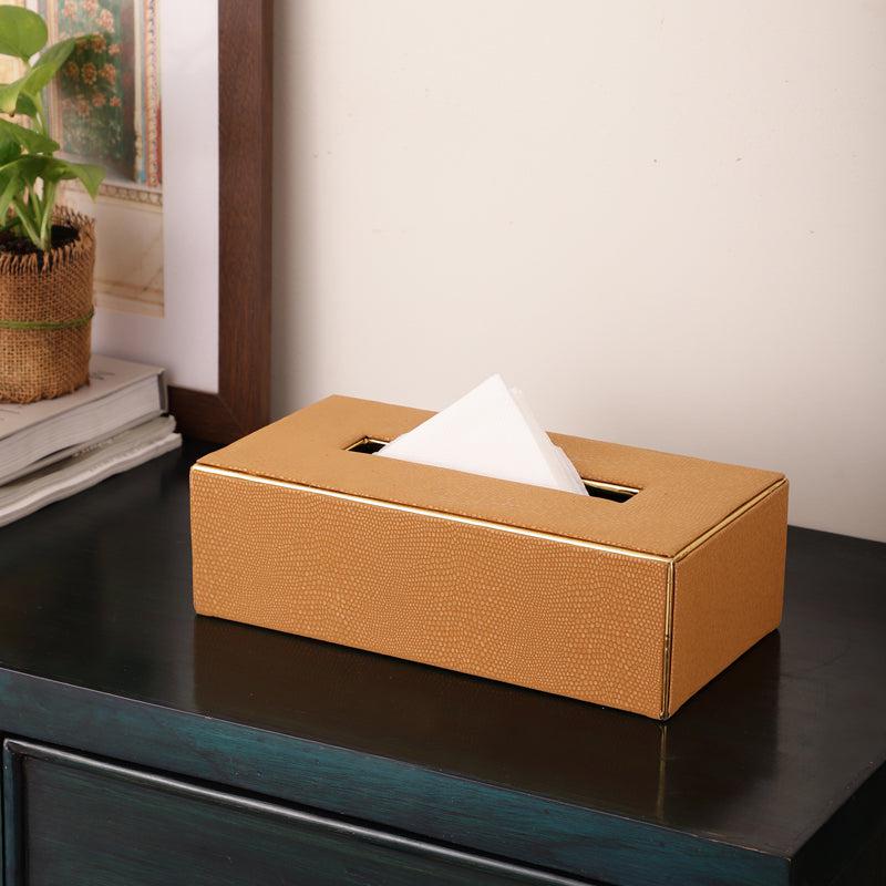 Buy Meho Leather Tissue Box - Brown Tissue Holder from Vaaree