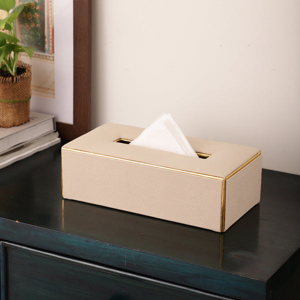 Buy Meho Leather Tissue Box - Beige Tissue Holder from Vaaree