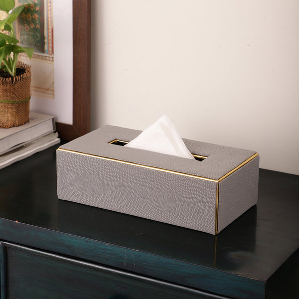 Buy Meho Leather Tissue Box - Grey Tissue Holder from Vaaree