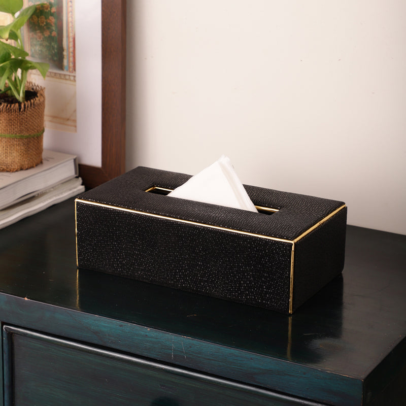 Buy Meho Leather Tissue Box - Black Tissue Holder from Vaaree