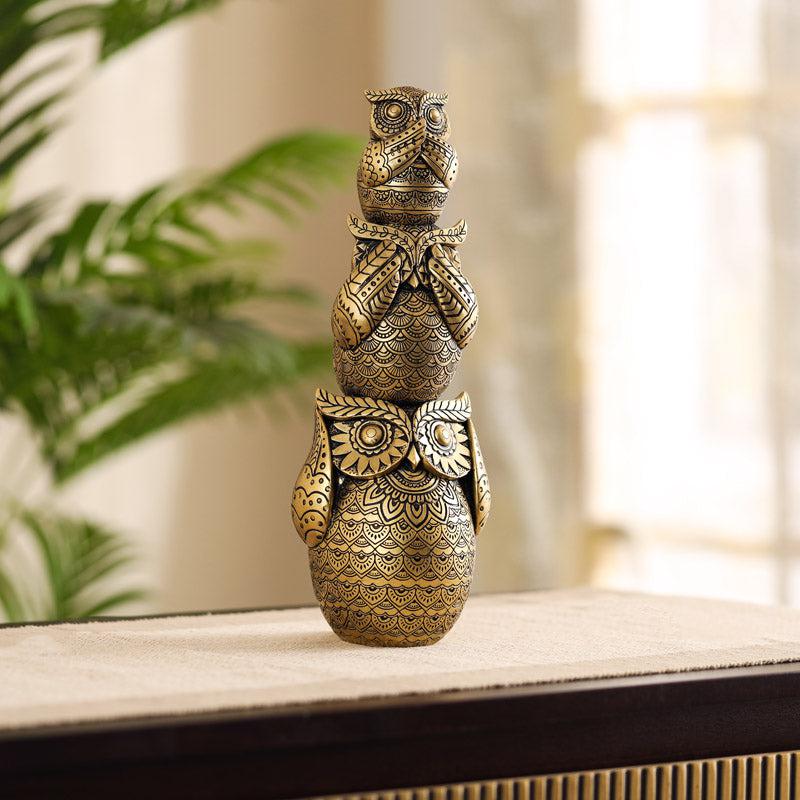 Buy Three Wise Owl Ornate Showpiece Showpieces from Vaaree