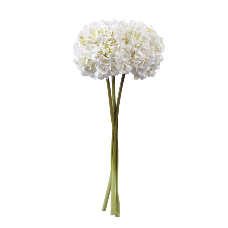 Buy Faux Realistic Hydrangea Flower Stick (White) - Set Of Three Artificial Flowers from Vaaree